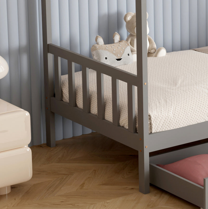 Παιδικό Κρεβάτι Montessori Klarice Με Αποθηκευτικό Χώρο Γκρι 190x90cm