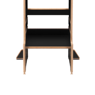 Montessori Ξύλινος Πύργος Εκμάθησης & Βιβλιοθήκη Cass 2 σε 1 Black Onyx Lionelo