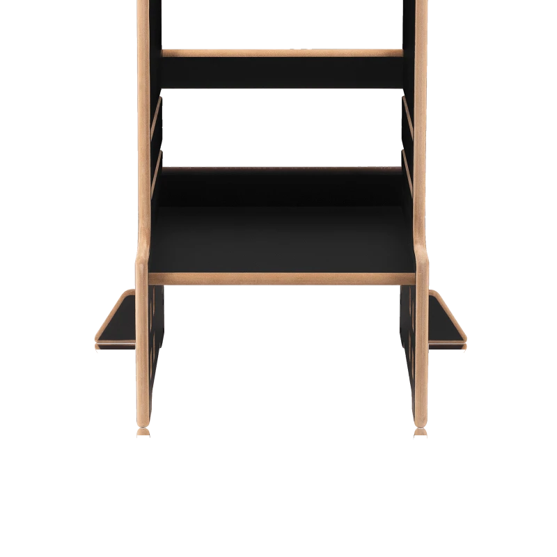 Montessori Ξύλινος Πύργος Εκμάθησης & Βιβλιοθήκη Cass 2 σε 1 Black Onyx Lionelo