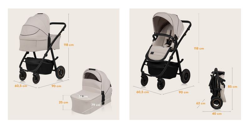 Βρεφικό Καρότσι Amber Plus 3 σε 1 Beige Sand Lionelo
