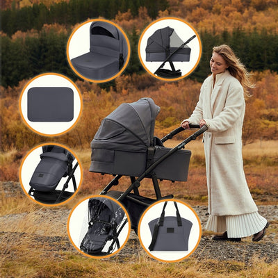 Βρεφικό Καρότσι Amber Plus 3 σε 1 Gray Graphite Lionelo