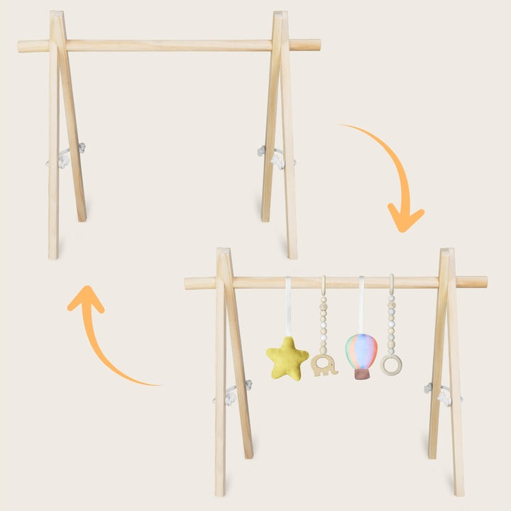 Ξύλινο Γυμναστήριο με Χαλάκι & Παιχνίδια Anis Set Lionelo