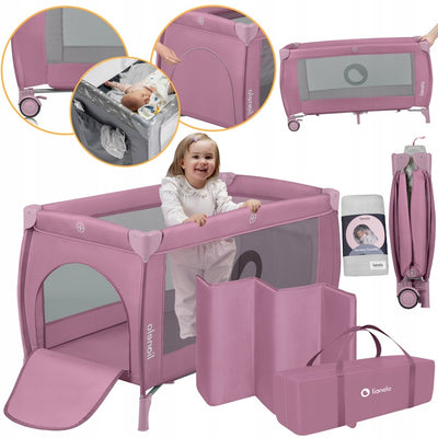 Παρκοκρέβατο Stefi Plus Pink Magnolia Lionelo