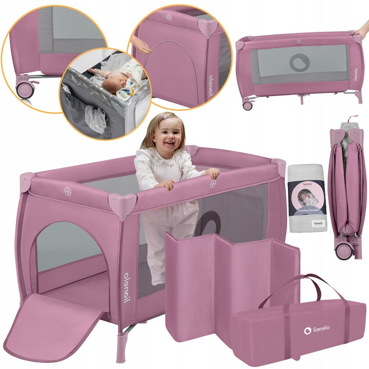 Παρκοκρέβατο Stefi Plus Pink Magnolia Lionelo