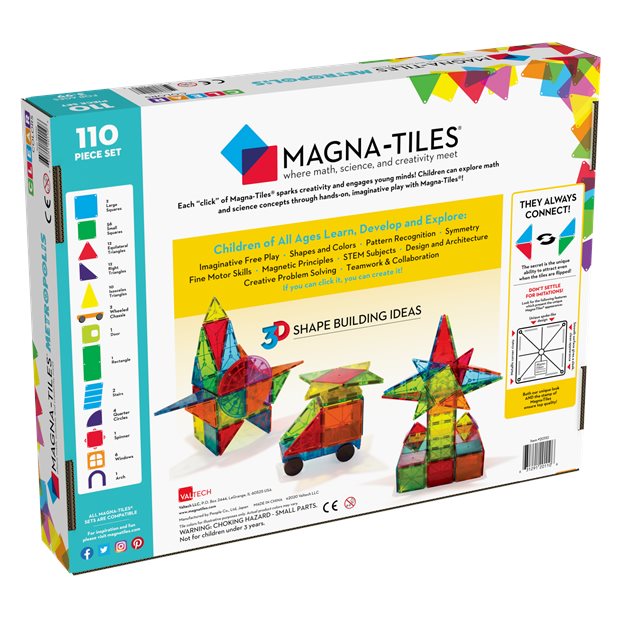 Μαγνητικό Παιχνίδι 110 Κομματιών Metropilis Magna Tiles