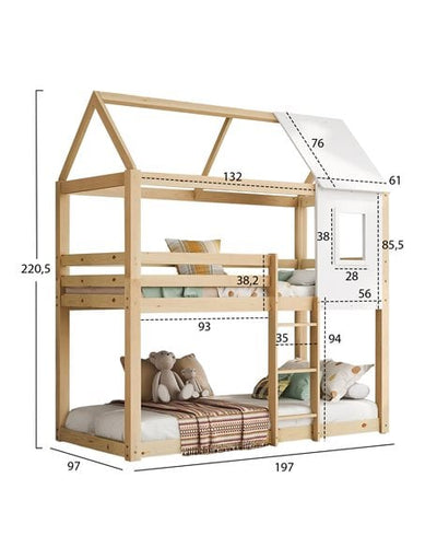 Παιδική Κουκέτα Σπιτάκι Hood Λευκό 90x190cm