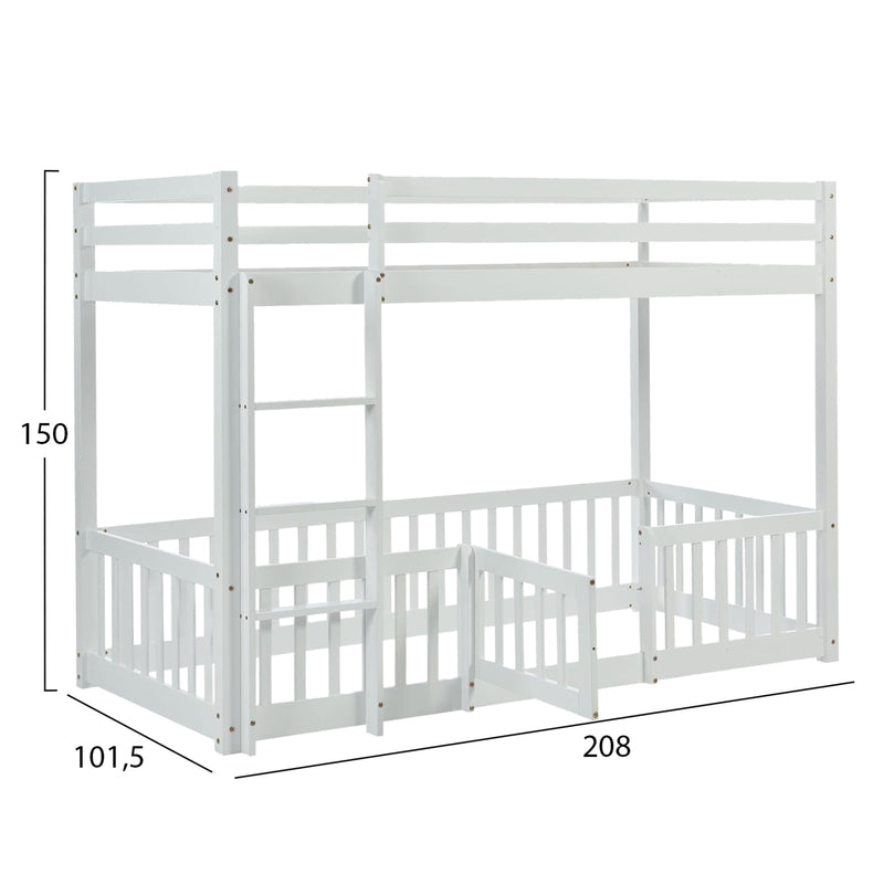 Παιδική Κουκέτα Playkid Με Παρκάκι Λευκό 190x90cm