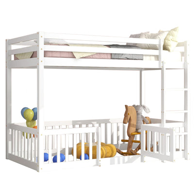 Παιδική Κουκέτα Playkid Με Παρκάκι Λευκό 190x90cm