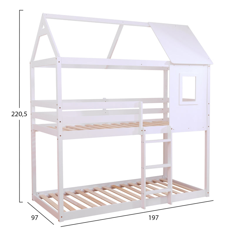 Παιδική Κουκέτα Σπιτάκι Hood Λευκό 90x190cm