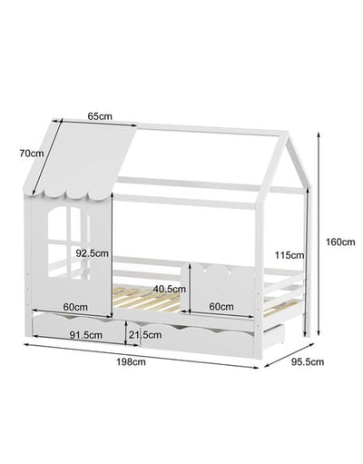 Παιδικό Κρεβατι Montessori Domer Με Συρτάρια Αποθήκευσης Λευκό 90x190cm
