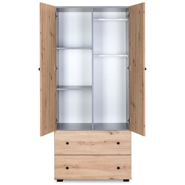 Δίφυλλη Ντουλάπα Paulina Φυσικό Ξύλο/Γκρι