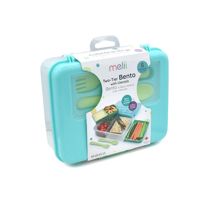 Φαγητοδοχείο Διώροφο Bento Lime-Mint-Blue