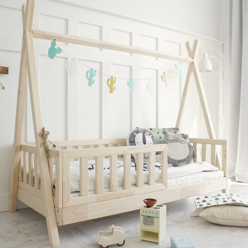 Παιδικό Κρεβάτι Tipi Με Προστατευτικό Κάγκελο 190x90cm - 10% Έκπτωση Στο Στρώμα