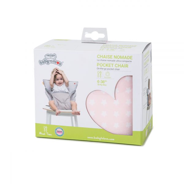 Αναδιπλούμενο Καρεκλάκι Φαγητού Pocket Chair On The Go Pink Stars