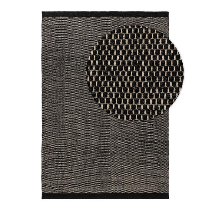 Μάλλινο Χαλί Rocco Black/White