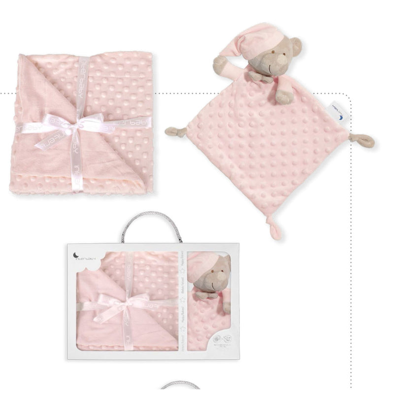 Κουβερτάκι Και Βελούδινο Πανάκι Παρηγοριάς Set Extrafort Bear Pink Interbaby