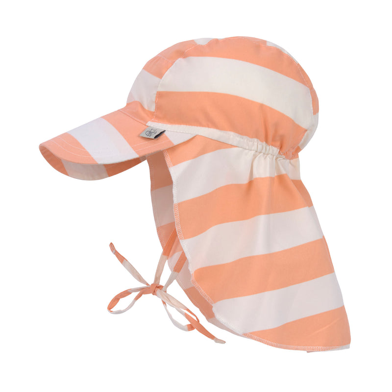 Παιδικό Καπέλο Με Γείσο Και Προστασία Λαιμού UPF 80+ Block Stripes Milky/Peach