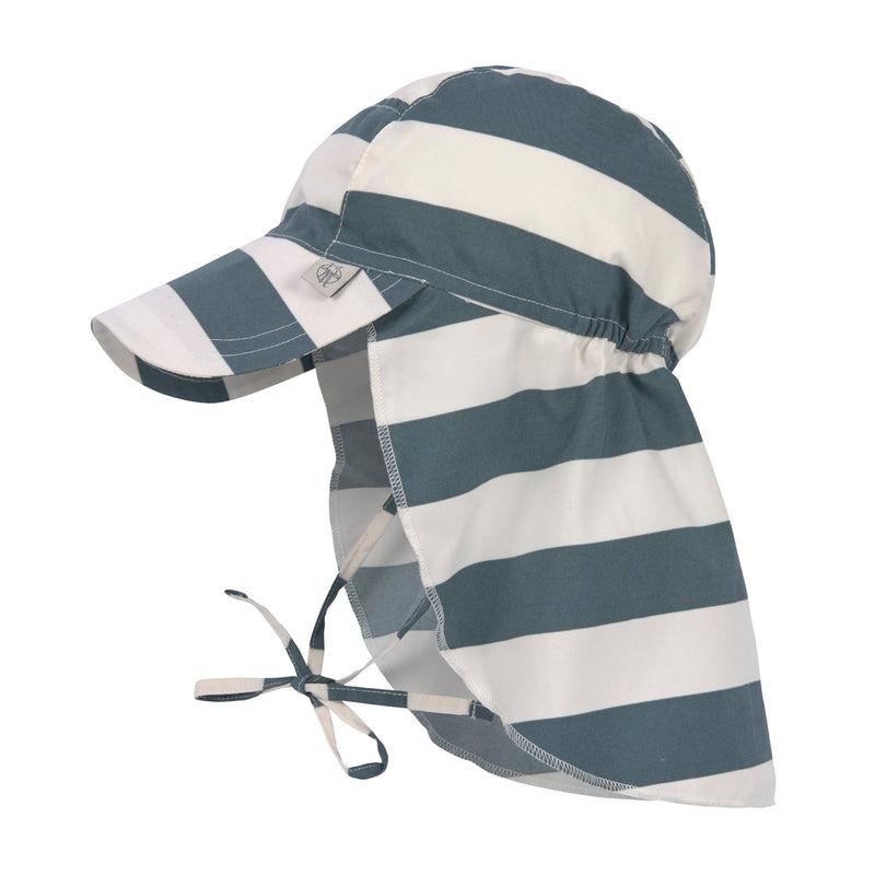 Παιδικό Καπέλο Με Γείσο Και Προστασία Λαιμού UPF 80+ Block Stripes Milky/Blue