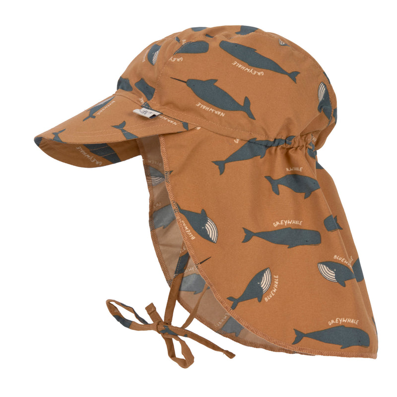 Παιδικό Καπέλο Με Γείσο Και Προστασία Λαιμού UPF 80+ Whale Caramel