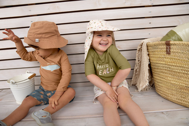 Παιδικό Καπέλο Με Γείσο Και Προστασία Λαιμού UPF 80+ Pebbles Multicolor/Milky
