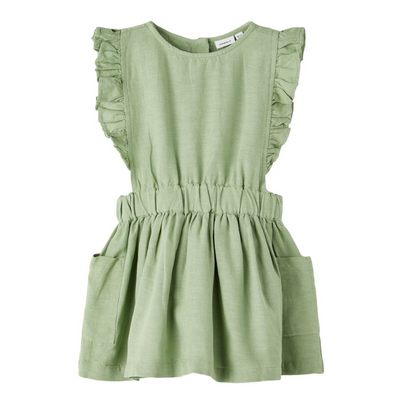 Φόρεμα Αμάνικο Με Βολάν Πράσινο