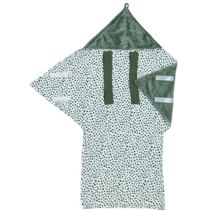 Κουβέρτα Αγκαλιάς Fleece Με Κουκούλα Για Κάθισμα Αυτοκινήτου Cheetah - Forest Green