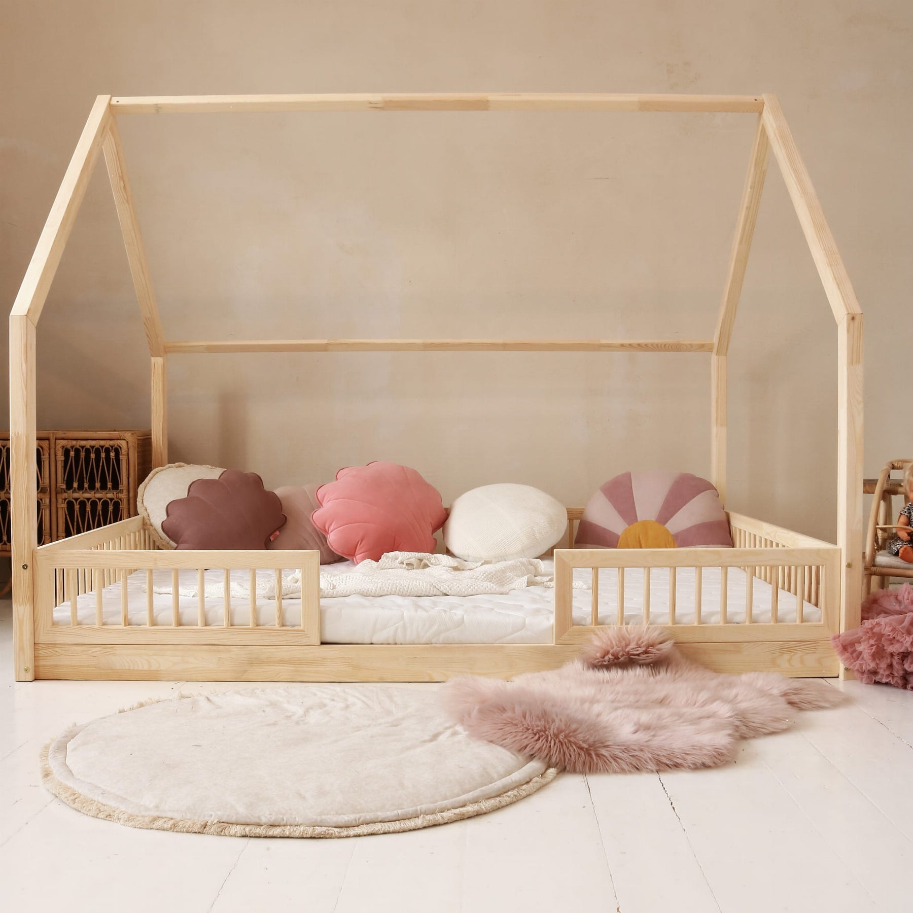 Παιδικό Κρεβάτι Pioli Duo από Φυσικό Ξύλο 140x200cm